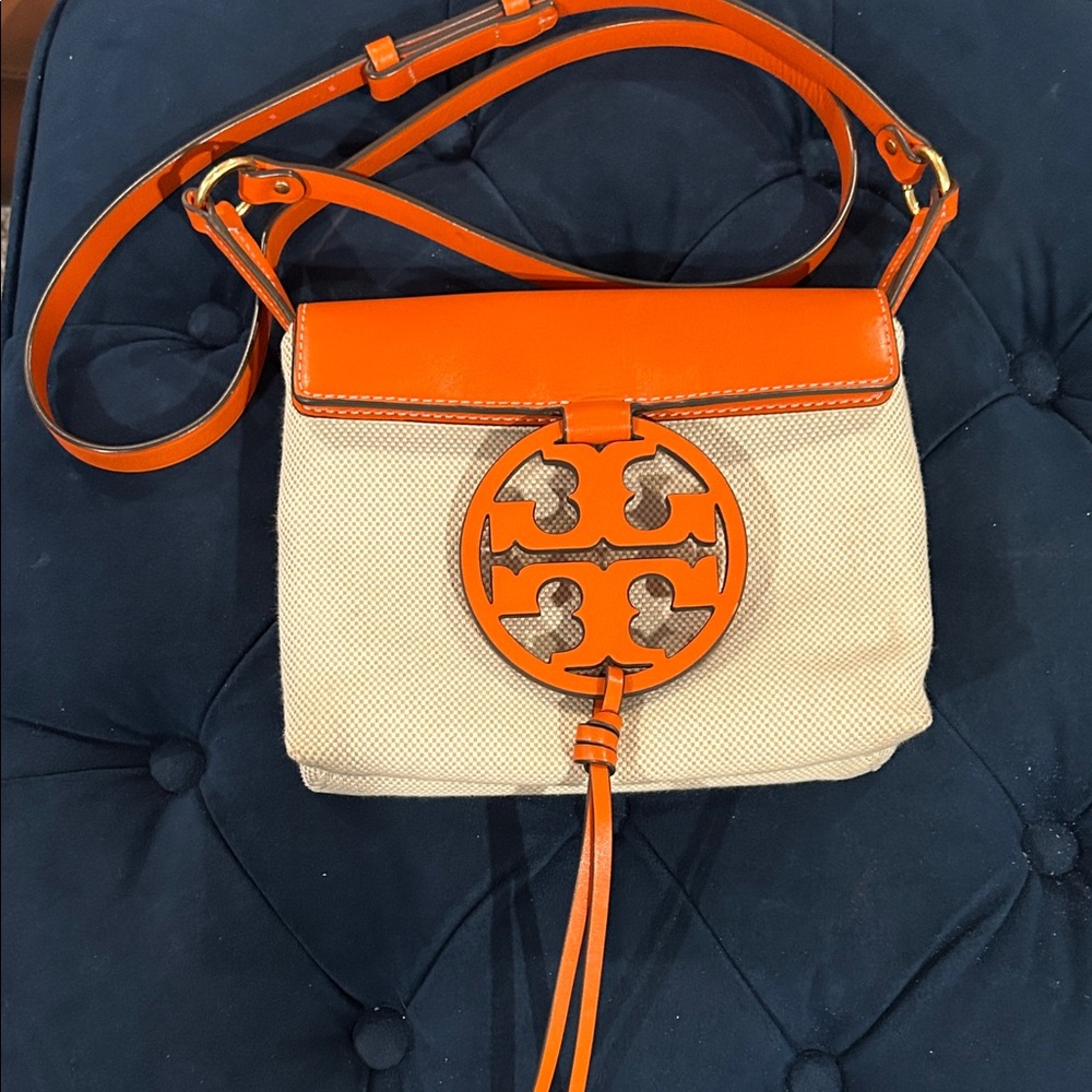 Tory Burch Vibrant Orange and Cream Crossbody Bag